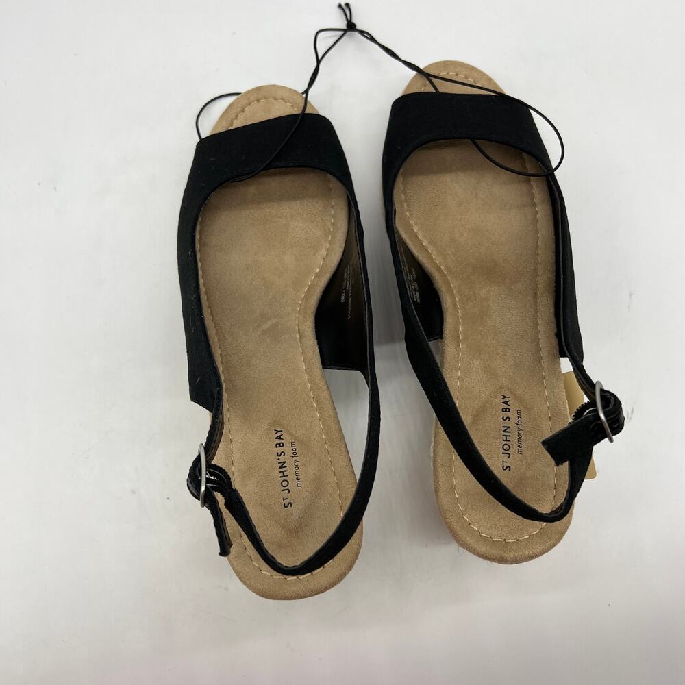St. John's Bay Womens Wedge Sandals Black Color Size 11M - Picture 12 of 14